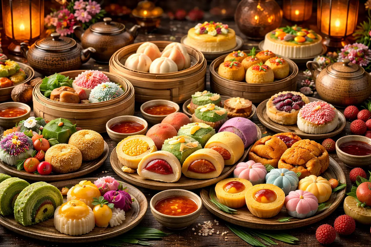 Asiatiskt bageri med mochi, anpan och mooncakes