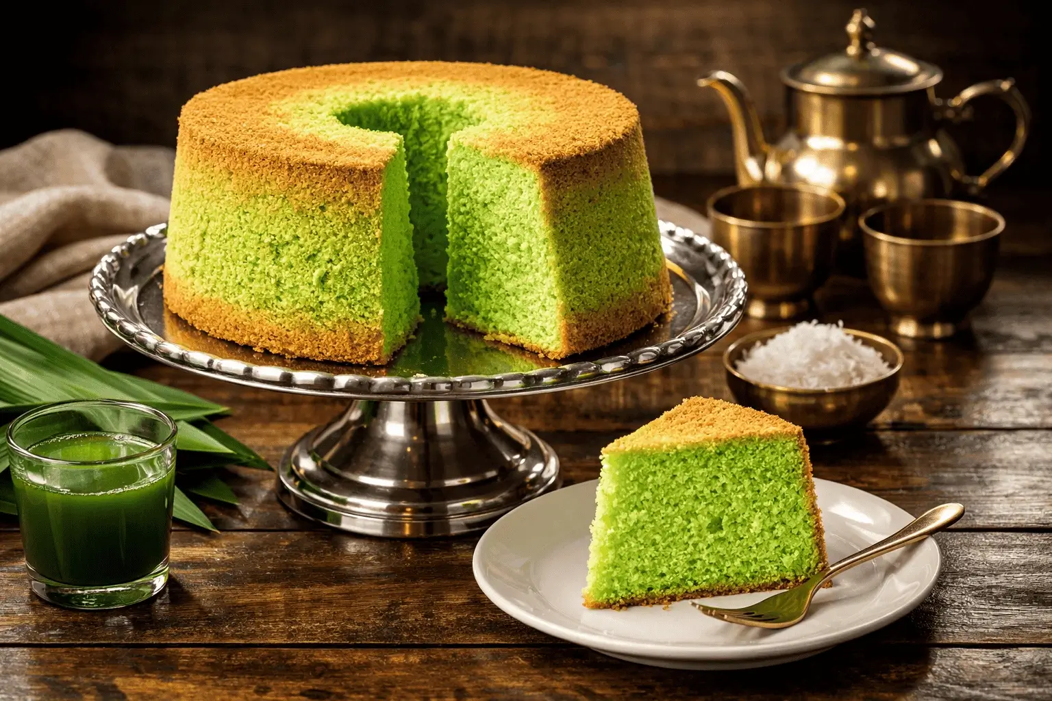 Grön Pandan Chiffon Cake från Singapore