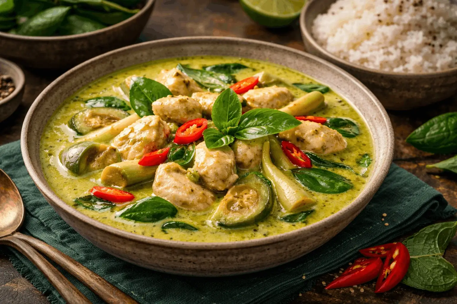 Grön Curry - thailändsk grön curry med kokosmjölk recept